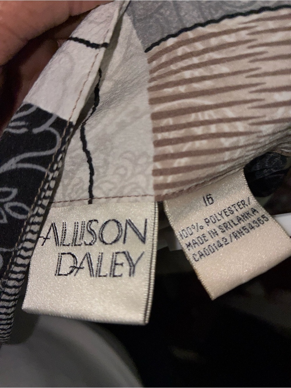 Allison Daley Printed Blouse in Black, Navy and White & Brown
